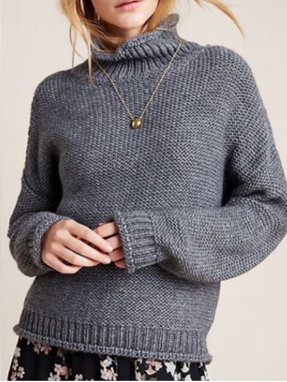 Anthropologie Roll Neck Wool Alpaca Blend Lottie Textured Sweater Sz S